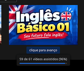Régua com a porcentagem de vídeos assistidos